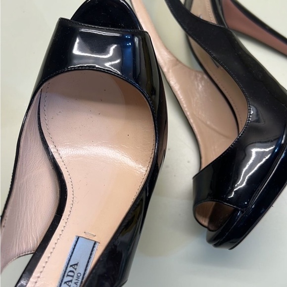 Prada Black Patent Leather Slingback Heels - Picture 6 of 8